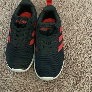 Adidas black and red stripes shoes size 6